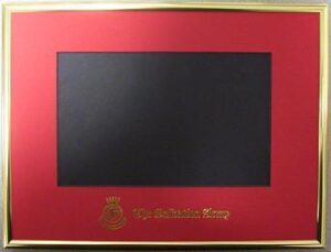 FRAME 14″Wx11″H,GOLD W/RED MAT FOR 10×8