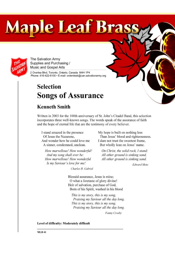 MLB #41 SONGS OF ASSURANCE – PDF VERSION