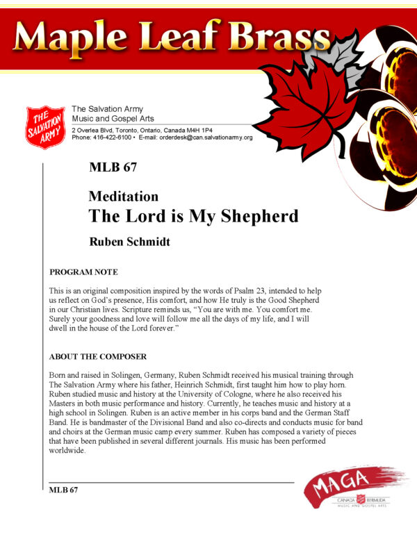 MLB #67 The Lord is My Shepherd (PDF)