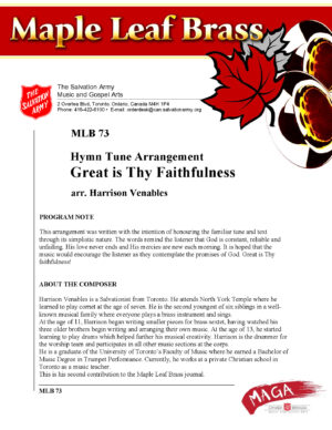 MLB #73 Great is Thy Faithfulness (Harrison Venables) – PDF