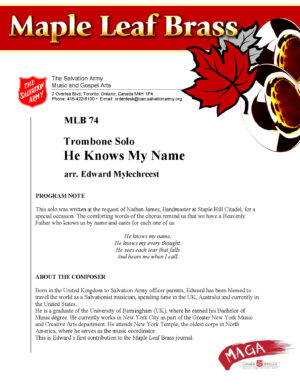MLB #74 He Knows My Name (Edward Mylechreest) – PDF