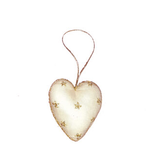 EMBROIDERED HEART GOLD AND WHITE