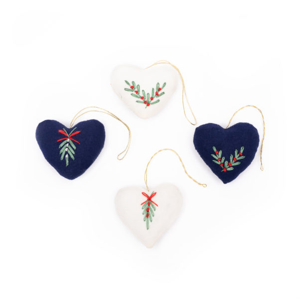 EMBROIDERED HEART (SMALL) PKG OF 4