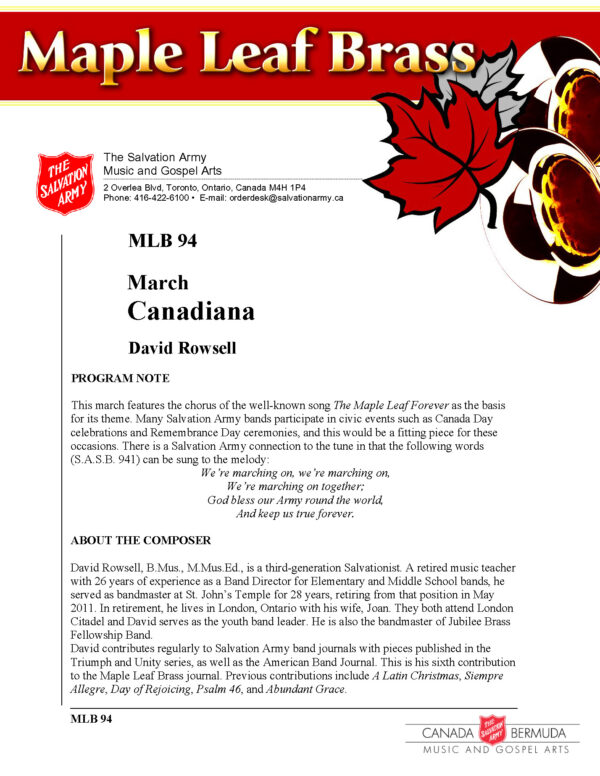 MLB #94 CANADIANA (DAVID ROWSELL )- PDF