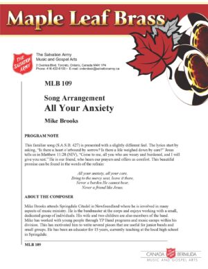 MLB #109 – SONG ARRANGEMENT – ALL YOUR ANXIETY (MIKE BROOKS) PDF VERSION