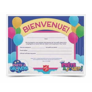 CRADLE ROLL – WELCOME CERTIFICATE (FRENCH)